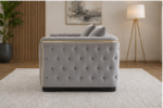 Platinum Grey Luxury Sofa - Silver Mist Tufted Loveseat - Image 3