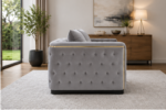 Platinum Grey Luxury Sofa - Silver Mist Tufted Loveseat - Image 2