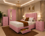 Premium Bedroom Set with Mirrored Wardrobe and Drawers - Image 2