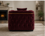 Majestic Wine Velvet Armchair - Premium Chesterfield 1 Seater Sofa - 1 Seater Sofa - Image 3