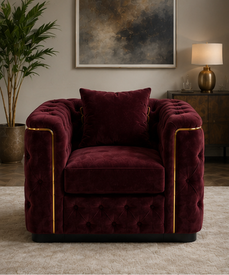 maroon_chair_top_left Majestic Wine Velvet Armchair - Premium Chesterfield 1 Seater Sofa - 1 Seater Sofa - Image 1