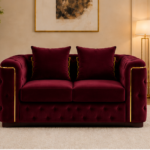 Crimson Elegance Designer Sofa - Ruby Royale Velvet Loveseat