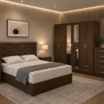 Complete King Size Bedroom Package - Six Door Mirror Wardrobe - Five Drawer Chest - Two Bedside Tables