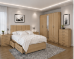 Ultimate Oak Bedroom Storage Set – Bed, Wardrobe & Drawer Unit