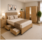 Bedroom Organization Suite with Bed and Storage Units
