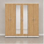 Modern 6 Door Wardrobe with 2 Mirrors & 2 Drawers - 6 Door Clothing Organizer - Image 2