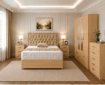 Kensington Signature Bedroom Set – Double Divan Bed, 2 Bedside Tables, 4 Door Wardrobe with 2 Mirrors & 5 Drawer Chest