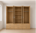 Elegant 6 Door Bedroom Wardrobe with Dual Mirrors - Premium Storage 6 Door Wardrobe with 6 Drawers & 2 Mirrors - Image 3