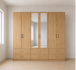 Elegant 6 Door Bedroom Wardrobe with Dual Mirrors - Premium Storage 6 Door Wardrobe with 6 Drawers & 2 Mirrors