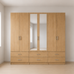 Elegant 6 Door Bedroom Wardrobe with Dual Mirrors - Premium Storage 6 Door Wardrobe with 6 Drawers & 2 Mirrors