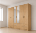 Elegant 6 Door Bedroom Wardrobe with Dual Mirrors - Premium Storage 6 Door Wardrobe with 6 Drawers & 2 Mirrors - Image 2