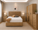 Designer Bedroom Furniture Suite with Coordinated Storage Solutions in Oak colors - Image 5