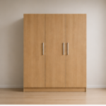 Premium Wooden 3 Door Oak Color Wardrobe - Spacious Hanging and Shelving Solution