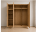Premium Wooden 3 Door Oak Color Wardrobe - Spacious Hanging and Shelving Solution - Image 3