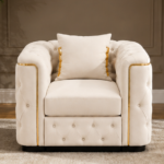 Ivory Chesterfield Accent Chair -  Pure Elegance, Timeless Comfort - 1 Seater Sofa
