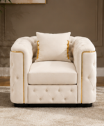 Ivory Chesterfield Accent Chair -  Pure Elegance, Timeless Comfort - 1 Seater Sofa