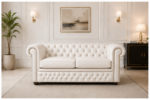 Compact Chesterfield 2-Seater Sofa - 2-Seater Sofa off white colors
