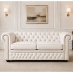 Compact Chesterfield 2-Seater Sofa for Apartments with off white colors sofa