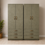 Extra Large 4 Door Wardrobe with Double Rail Storage with vintage colors - Elegant Home 4 Door Storage Wardrobe