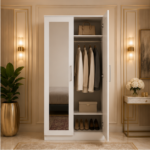 Modern White 2 Door Wardrobe with Dual Full-Length Mirrors - Elegant Double Door Wardrobe with Storage Drawers - Image 5