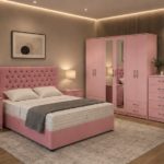 Contemporary Bedroom Set - King Size Bed Frame - Six Door Wardrobe - Five Drawer Chest - Two Bedside Tables