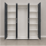 Large 6 Door Wardrobe with Mirrors - Modern Home Organizer - Bedroom 6 Door Wardrobe with Dual Mirrors - Image 4