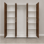 6 Door Wardrobe Closet with Mirror Panels - Modern Storage Unit - Image 4
