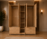 Modern 5 Door Wardrobe with 1 Long Mirror & 4 Drawers - Elegant 5 Door Wardrobe with Full-Length Mirror - Image 4