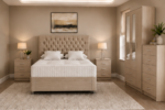 Modern Bedroom Furniture Set - King Size Bed - 3 Door Wardrobe With 2 Mirrors And 2 Bottom Drawers - Five Drawer Chest - Two Bedside Tables - Image 5