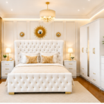 Spacious Multi-Door Wardrobe, Elegant Bedside Tables and Designer Chest of Drawers for Modern Luxury Interiors