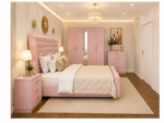 Luxury Walnut Finish Complete Master Bedroom Furniture Collection Featuring Upholstered Tufted Bed - Image 3