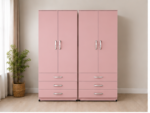 Modern 4 Door Wardrobe with 6 Drawers & Double Hanging Rail – Large Bedroom Storage Cabinet with pink colors - Image 5