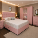 Complete King Size Bedroom Furniture Set Double Storage Bed – 6 Door Wardrobe – 5 Drawer Chest – 2 Bedside Tables