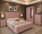 Premium Bed Set with 2 Door Wardrobe - Chest Drawer & Bed Side Tables - Image 3