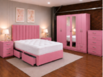 King Bed Furniture Set - Six Door Wardrobe With Four Drawer - Chest of Five Drawers With Two Bed Side Table