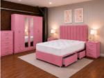 King Bed Furniture Set - Six Door Wardrobe With Four Drawer - Chest of Five Drawers With Two Bed Side Table - Image 2