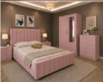Premium Bed Set with 2 Door Wardrobe - Chest Drawer & Bed Side Tables