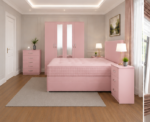 Complete Master Bedroom Furniture Package – Double Divan Bed, 2 Bedside Tables, 4 Door Mirror Wardrobe and 5 Drawer Chest - Image 3