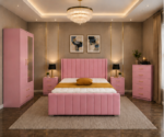 Elegant Bedroom Suite – Bed, Wardrobe & Drawers