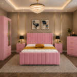 Elegant Bedroom Suite – Bed, Wardrobe & Drawers
