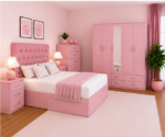 Full Bedroom Suite with Bed, Nightstands and Spacious Wardrobe