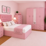 Full Bedroom Suite with Bed, Nightstands and Spacious Wardrobe