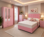 Luxury Bedroom Set with Mirror Doors-Luxury Sleeping Suite with 3-Door Wardrobe - Image 2