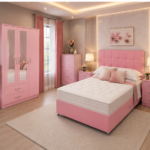 Luxury Bedroom Set with Mirror Doors-Luxury Sleeping Suite with 3-Door Wardrobe