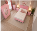 Luxury Bedroom Set with Mirror Doors-Luxury Sleeping Suite with 3-Door Wardrobe - Image 5