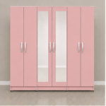 Modern 6 Door Wardrobe With Two Full Mirror - Stylish 6 Door Wardrobe