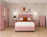Elegant King Size Bed Package – Six Door Mirror Wardrobe – Five Drawer Chest – Matching Bedside Tables - Image 2