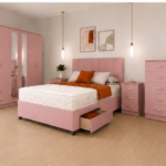 Elegant King Size Bed Package – Six Door Mirror Wardrobe – Five Drawer Chest – Matching Bedside Tables