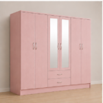 6 Door Wardrobe with 2 Mirrors & 2 Spacious Drawers – Modern 6 Door Wardrobe with Mirrors - Image 4