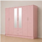 6 Door Wardrobe with 2 Mirrors & 2 Spacious Drawers – Modern 6 Door Wardrobe with Mirrors - Image 2